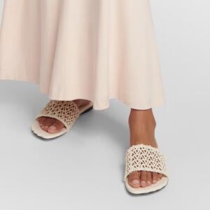 NEW Proenza Schouler Scalloped Woven Cream Leather Sandals